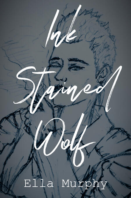 Sketch cover for Ink Stained Wolf. Jaye stares at viewer, one eye closed in a wink, a lit cigarette in her lips. Her short hair is spiked. A feather earring hangs from one ear. She is wearing a leather jacket, her left hand raised, holding a lighter.