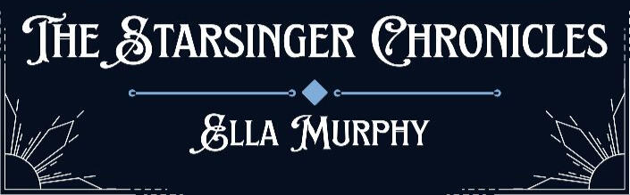 A banner of the main text of The Starsinger Chronicles cover featuring the novel and author's name. Art-deco style crystal line art decorate the lower corners.
